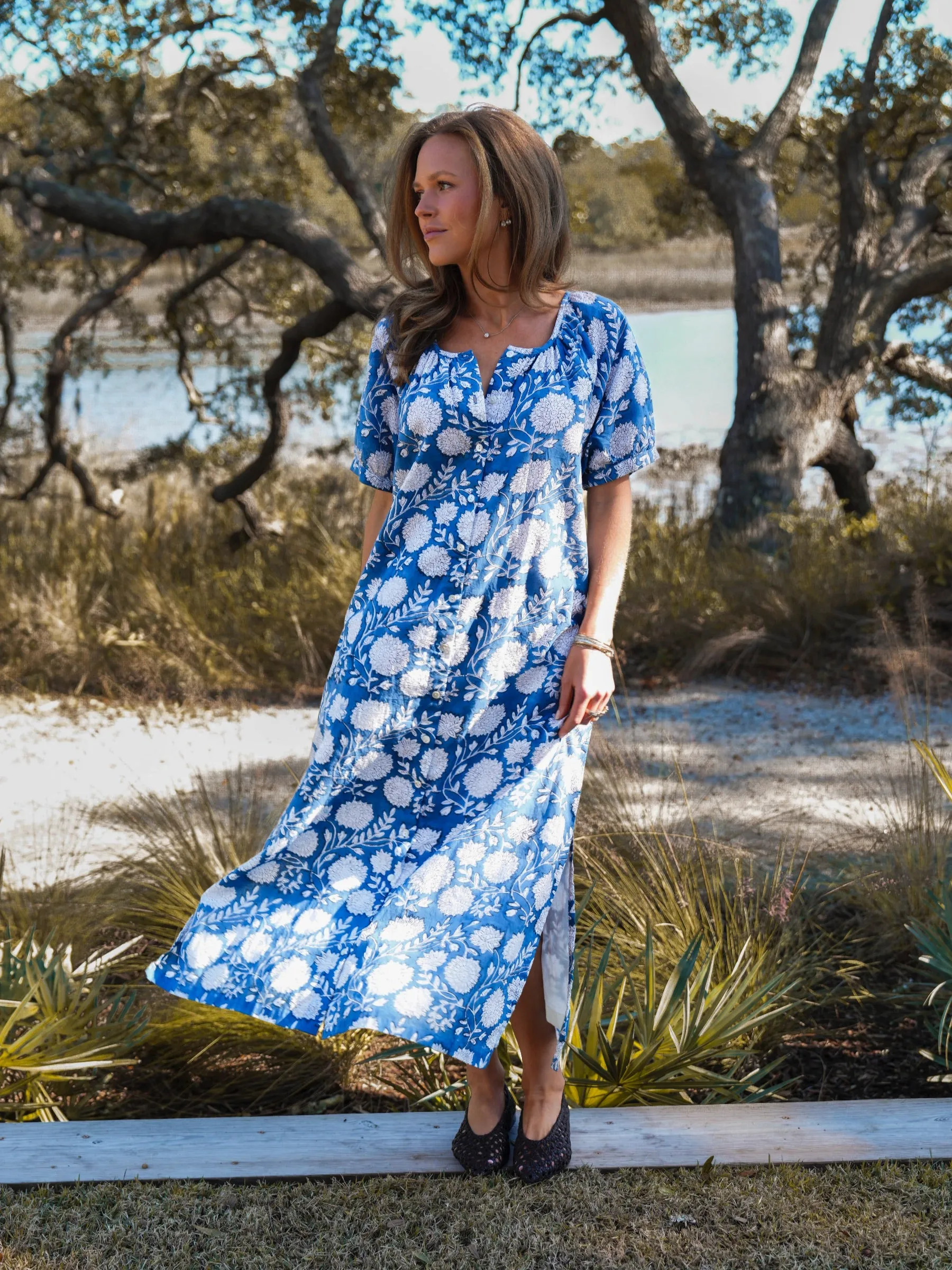 The Scotty Dress - Deep Blue Bloom sold by Darling Loungewear product image thumbnail 5