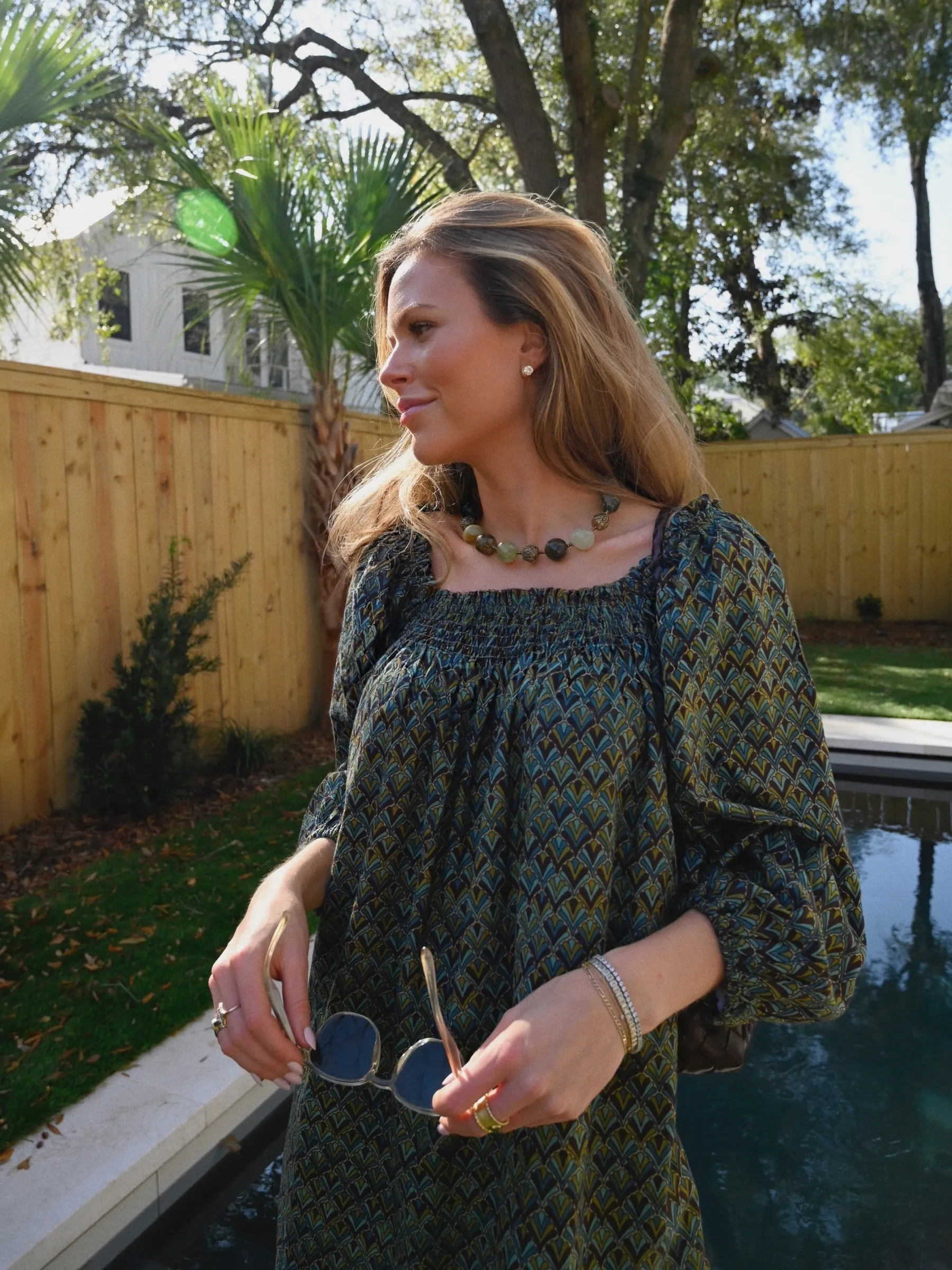 The Sweet and Short Set 3/4 Sleeves- Green Forest Mosaic sold by Darling Loungewear product image thumbnail 2