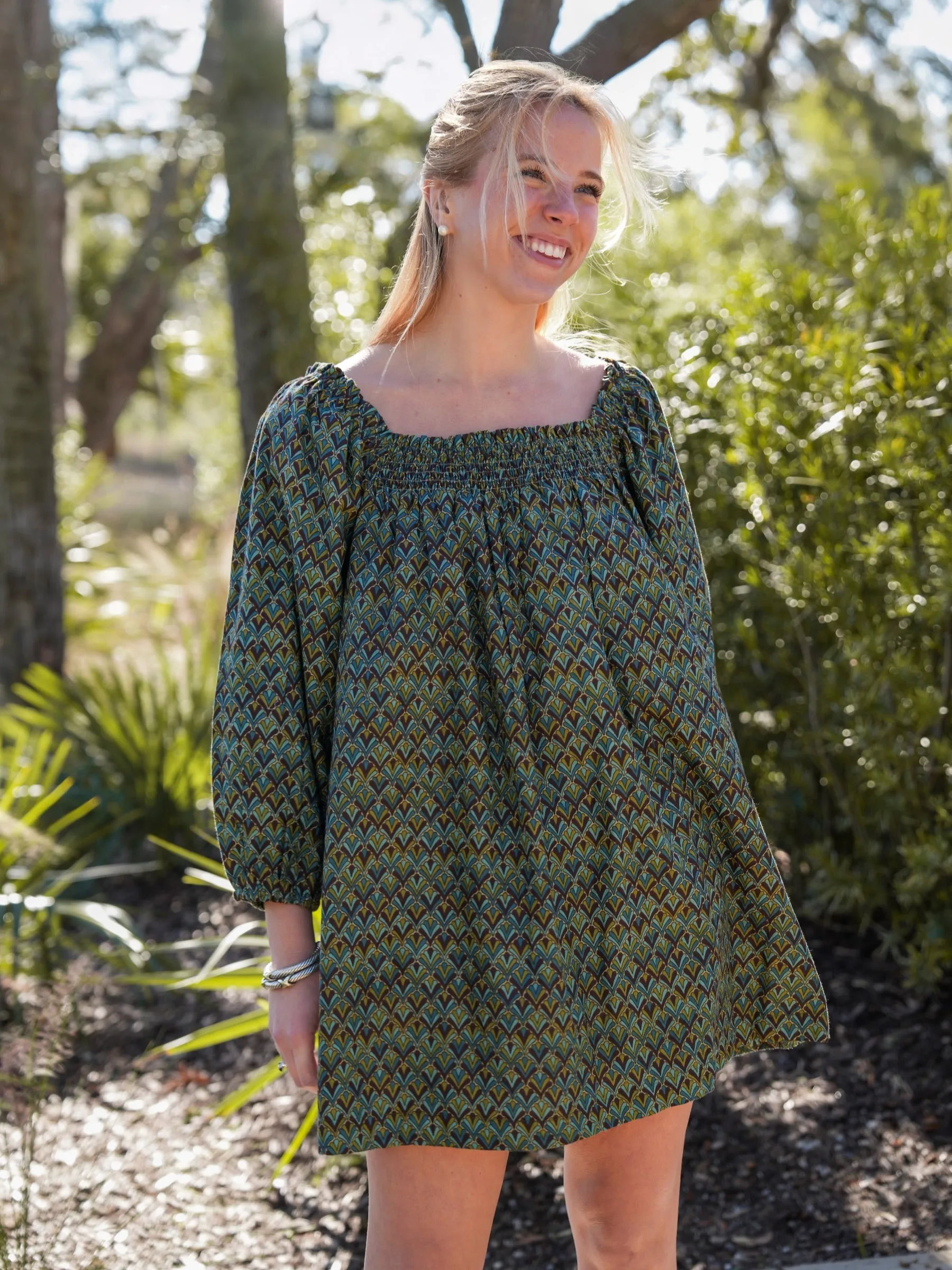 The Sweet and Short Set 3/4 Sleeves- Green Forest Mosaic sold by Darling Loungewear product image thumbnail 5
