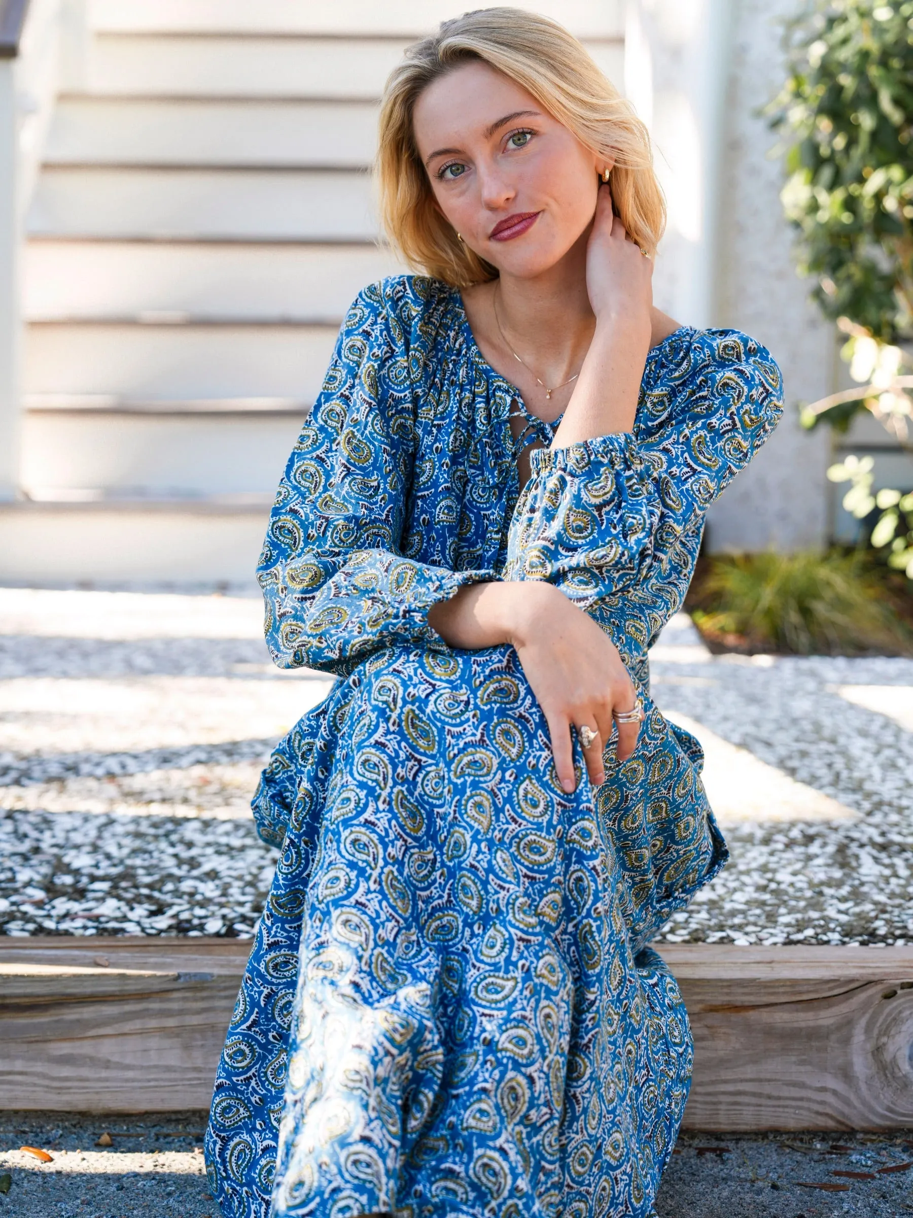 Christopher Maxi Dress - Turquoise Winter Paisley sold by Darling Loungewear product image thumbnail 5
