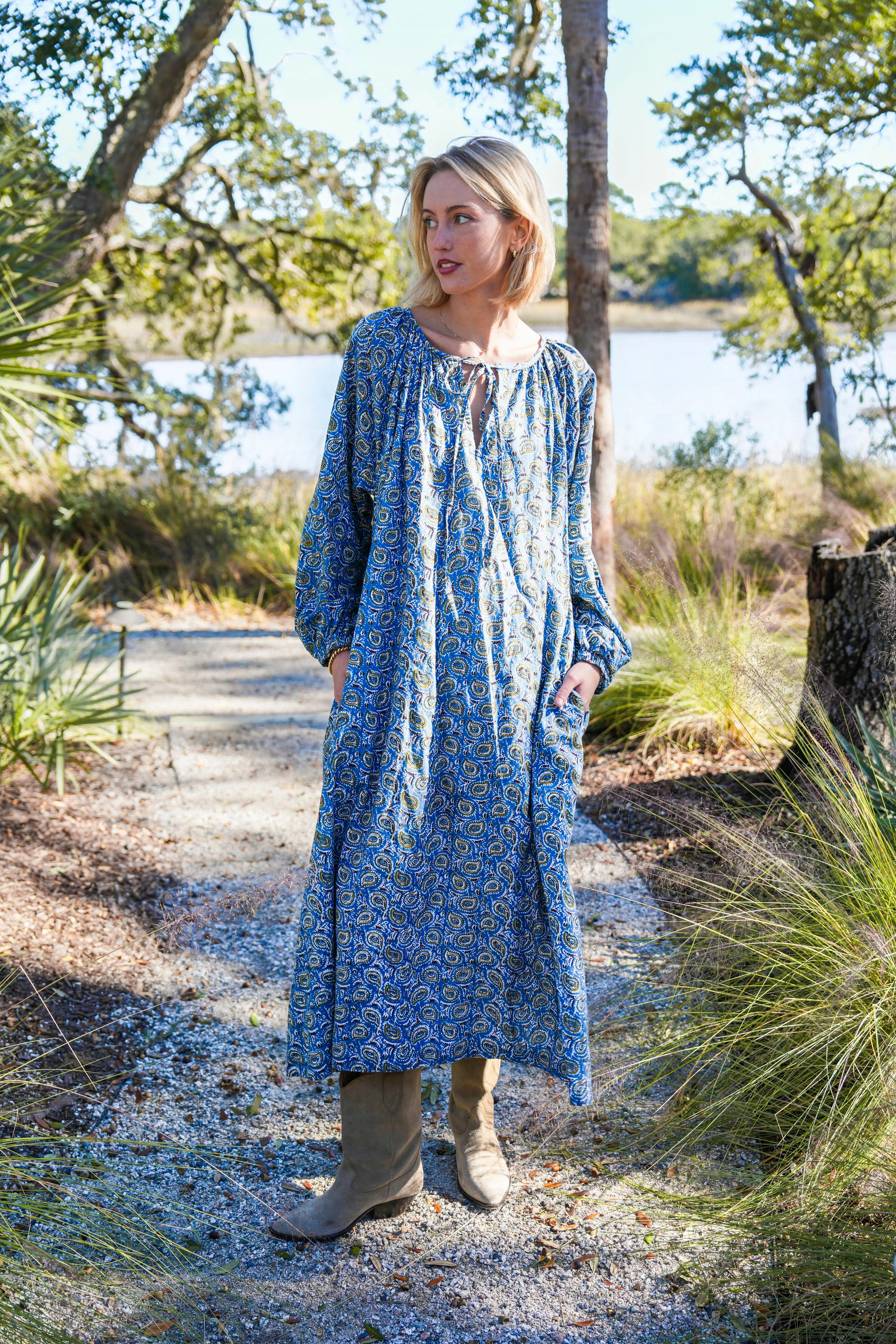 Christopher Maxi Dress - Turquoise Winter Paisley sold by Darling Loungewear product image thumbnail 2