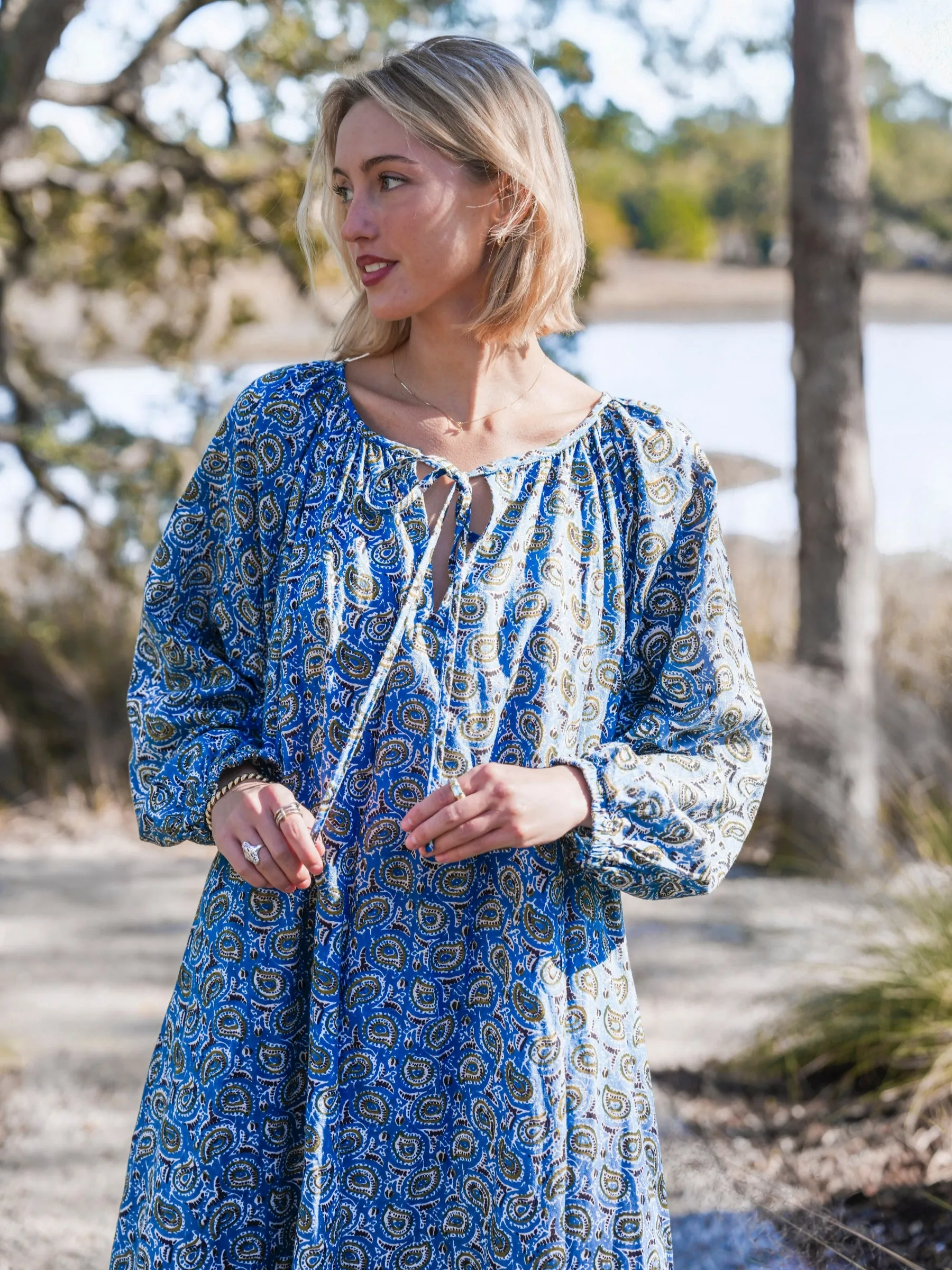 Christopher Maxi Dress - Turquoise Winter Paisley sold by Darling Loungewear product image thumbnail 4