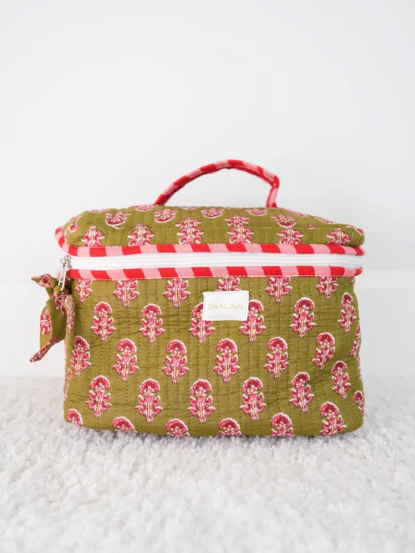 Quilted Train Case - Mossy Blush Bloom sold by Darling Loungewear