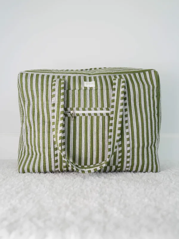 Weekender Bag - Green Everday Stripe sold by Darling Loungewear
