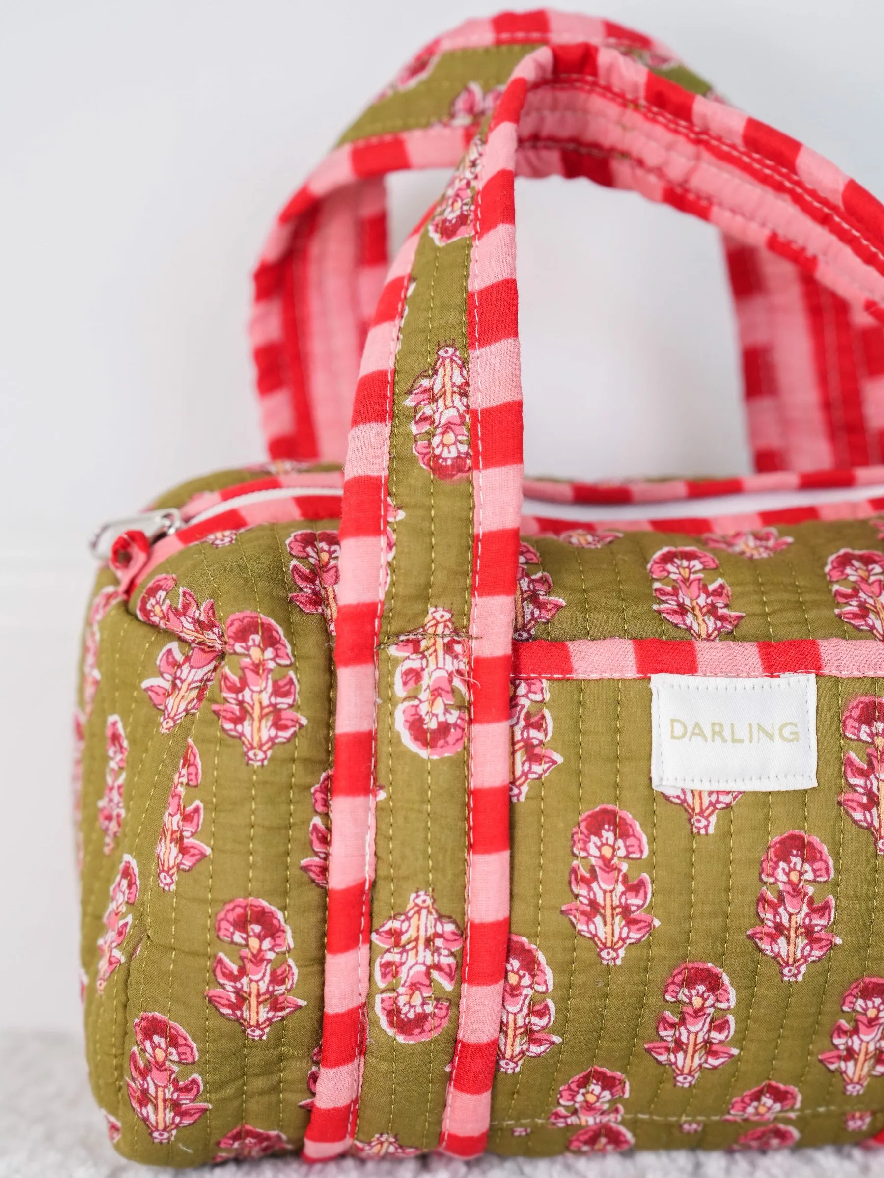 Quilted Handled Cosmetic Bag - Mossy Blush Bloom sold by Darling Loungewear product image thumbnail 2