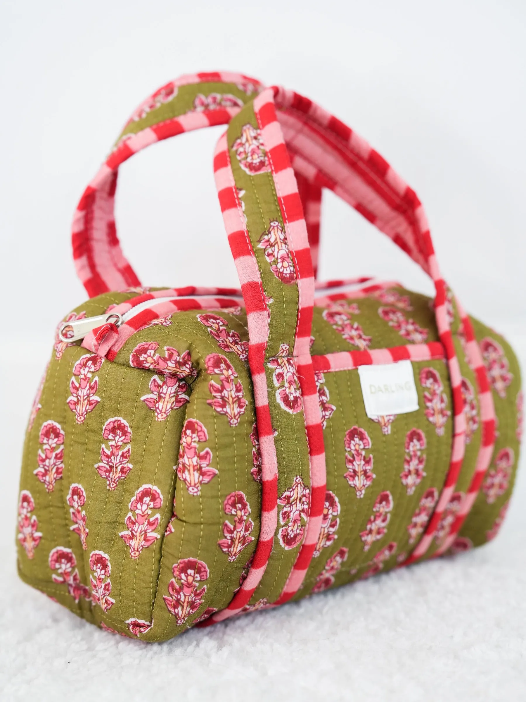 Quilted Handled Cosmetic Bag - Mossy Blush Bloom sold by Darling Loungewear product image thumbnail 3