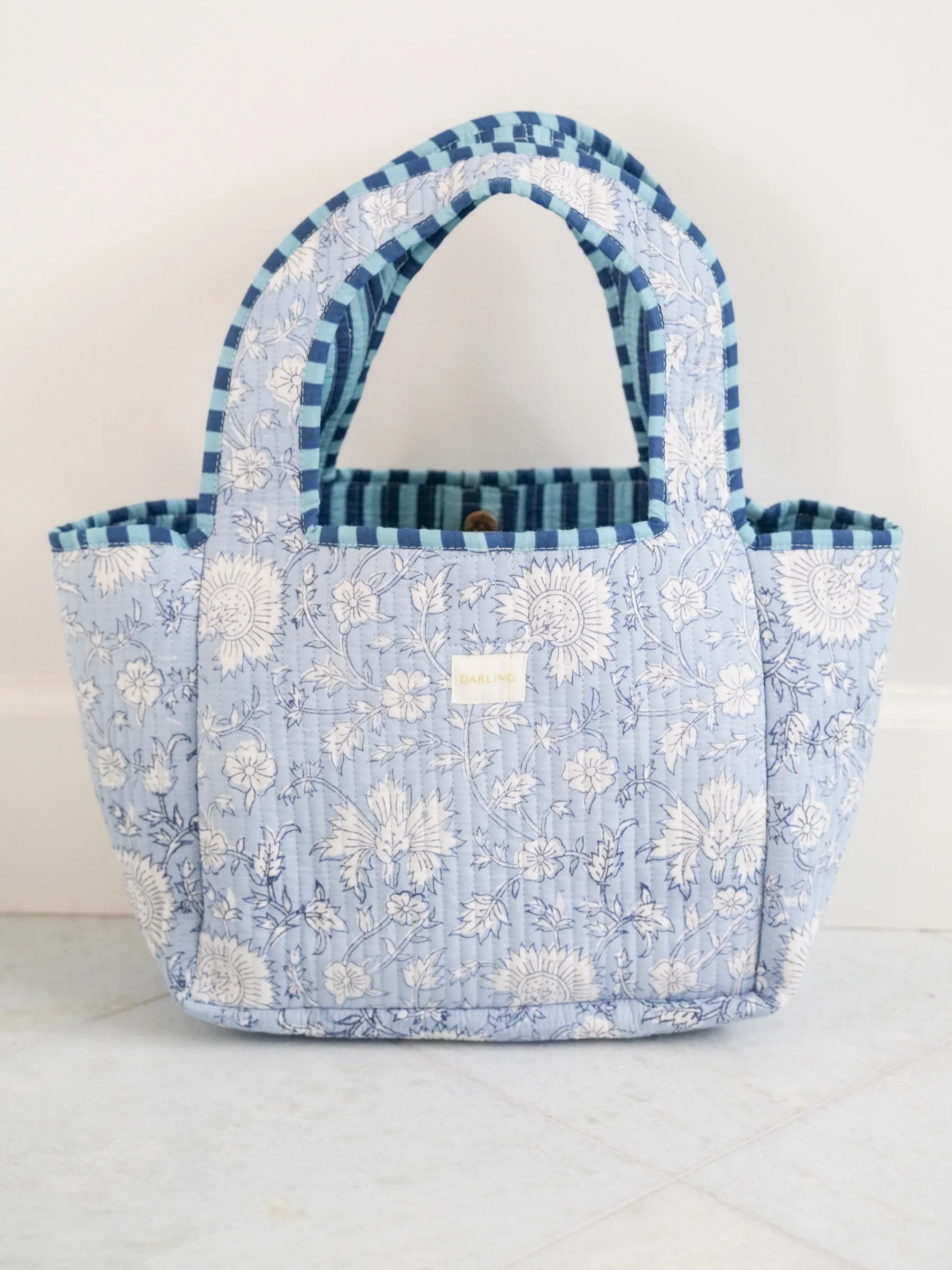 Reese Tote - Soft Blue Floral sold by Darling Loungewear