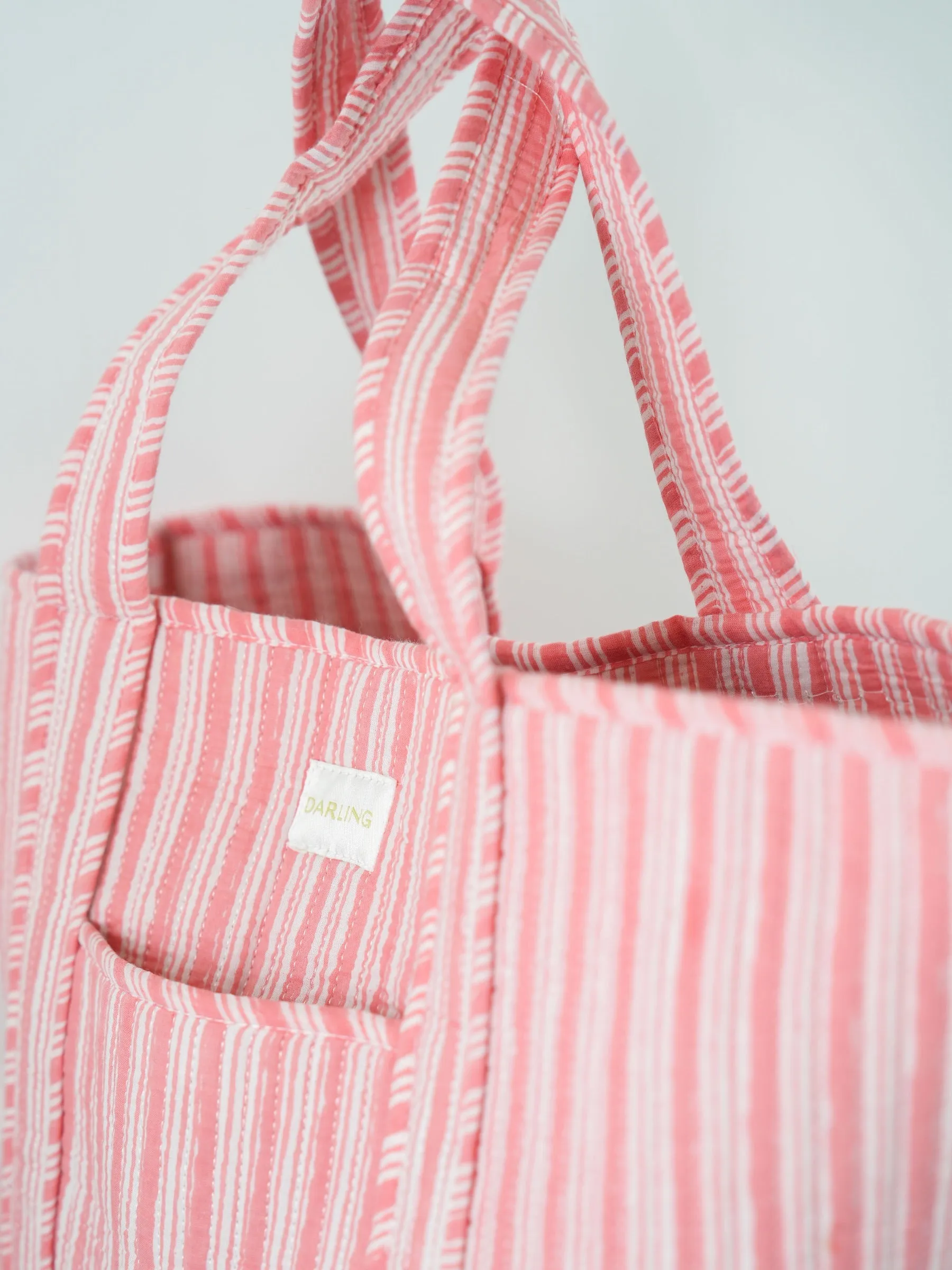 Miller Tote - Peachy Pink Stripe sold by Darling Loungewear product image thumbnail 2