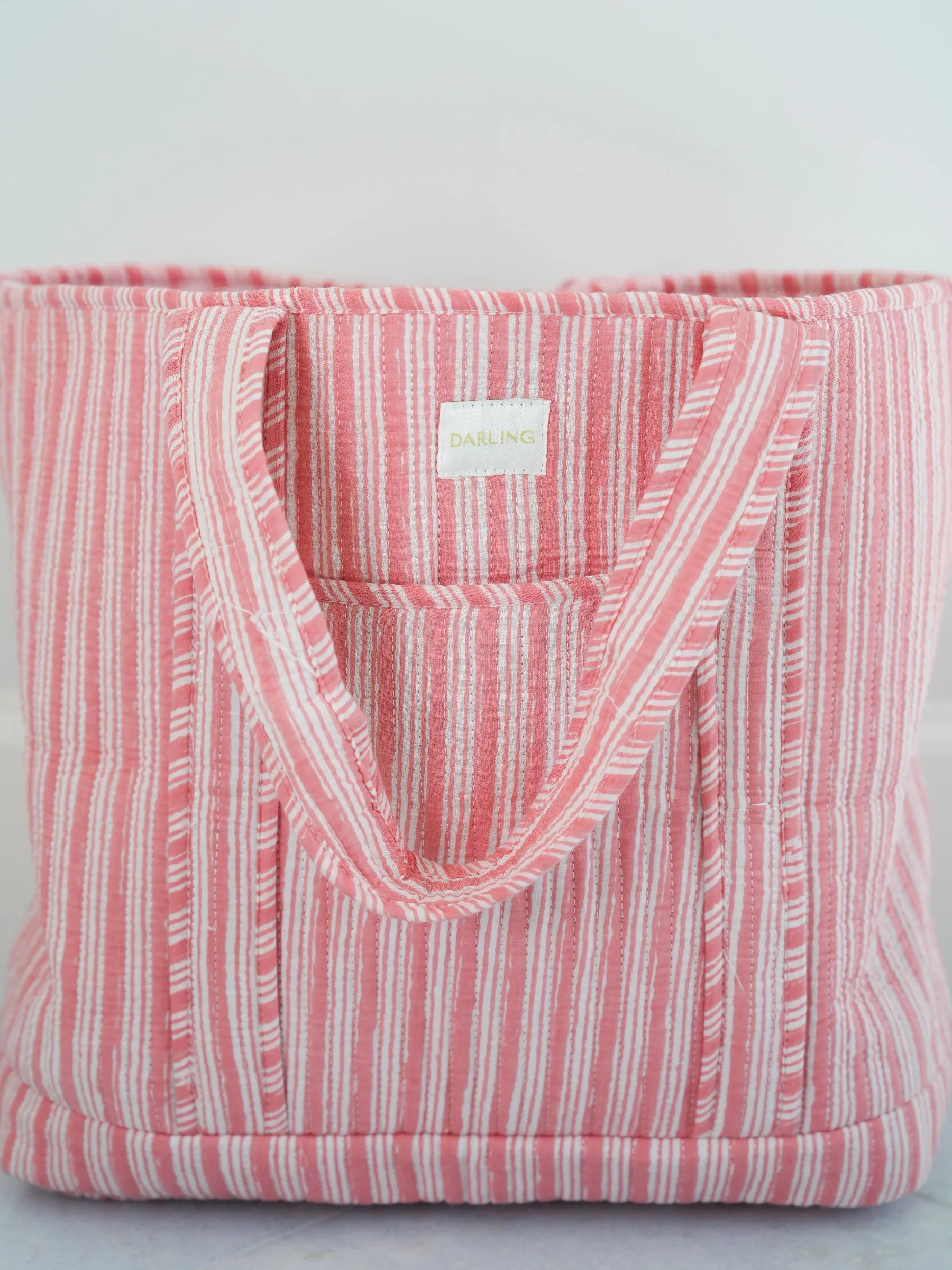 Miller Tote - Peachy Pink Stripe sold by Darling Loungewear product image thumbnail 3