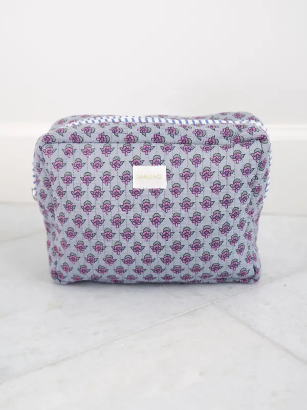 Quilted Cosmetic Pouch - Periwinkle Daisy made by Darling