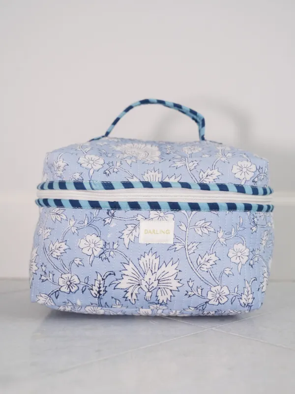 Quilted Train Case - Soft Blue Floral sold by Darling Loungewear