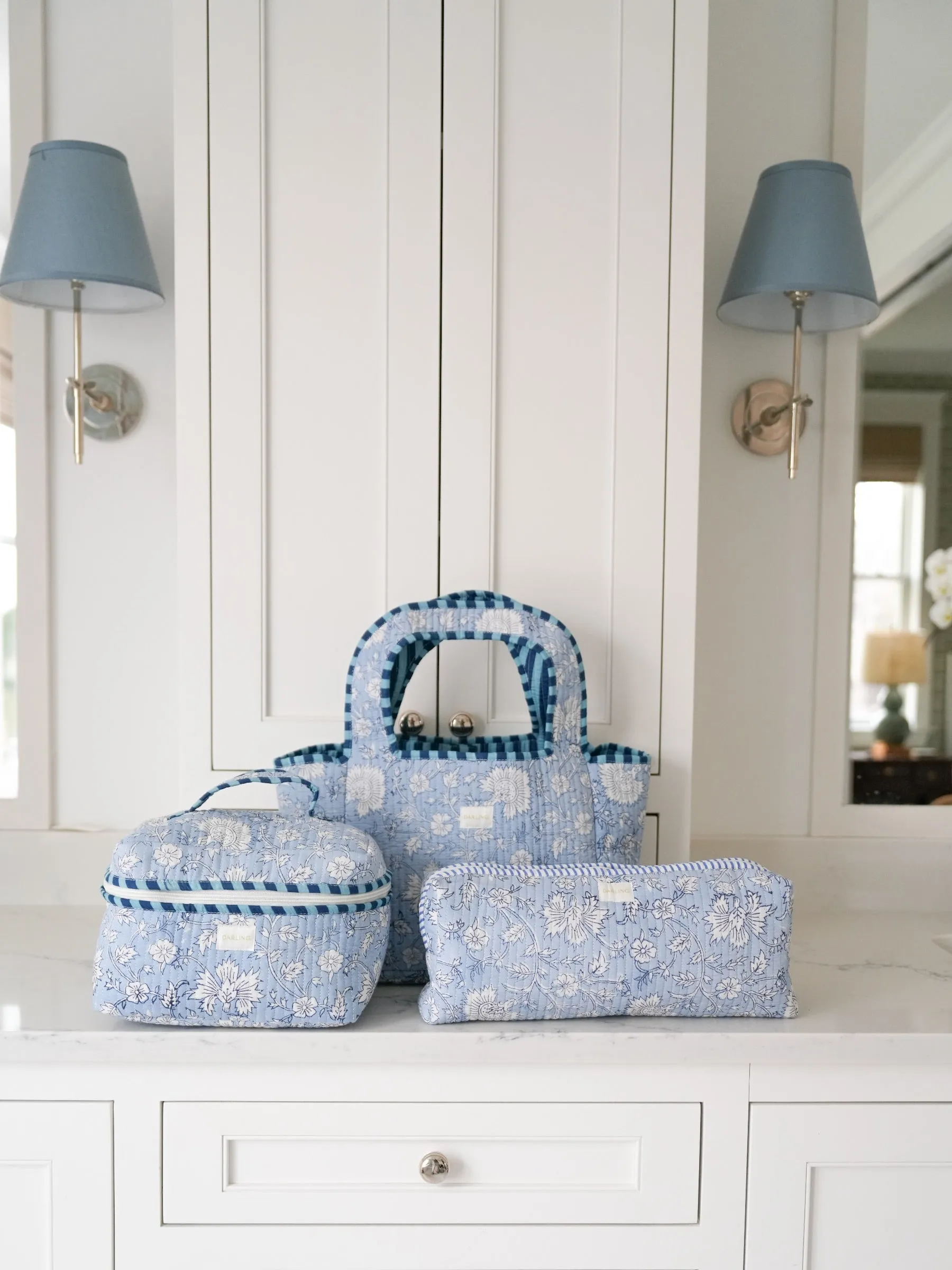 Quilted Train Case - Soft Blue Floral sold by Darling Loungewear product image thumbnail 3