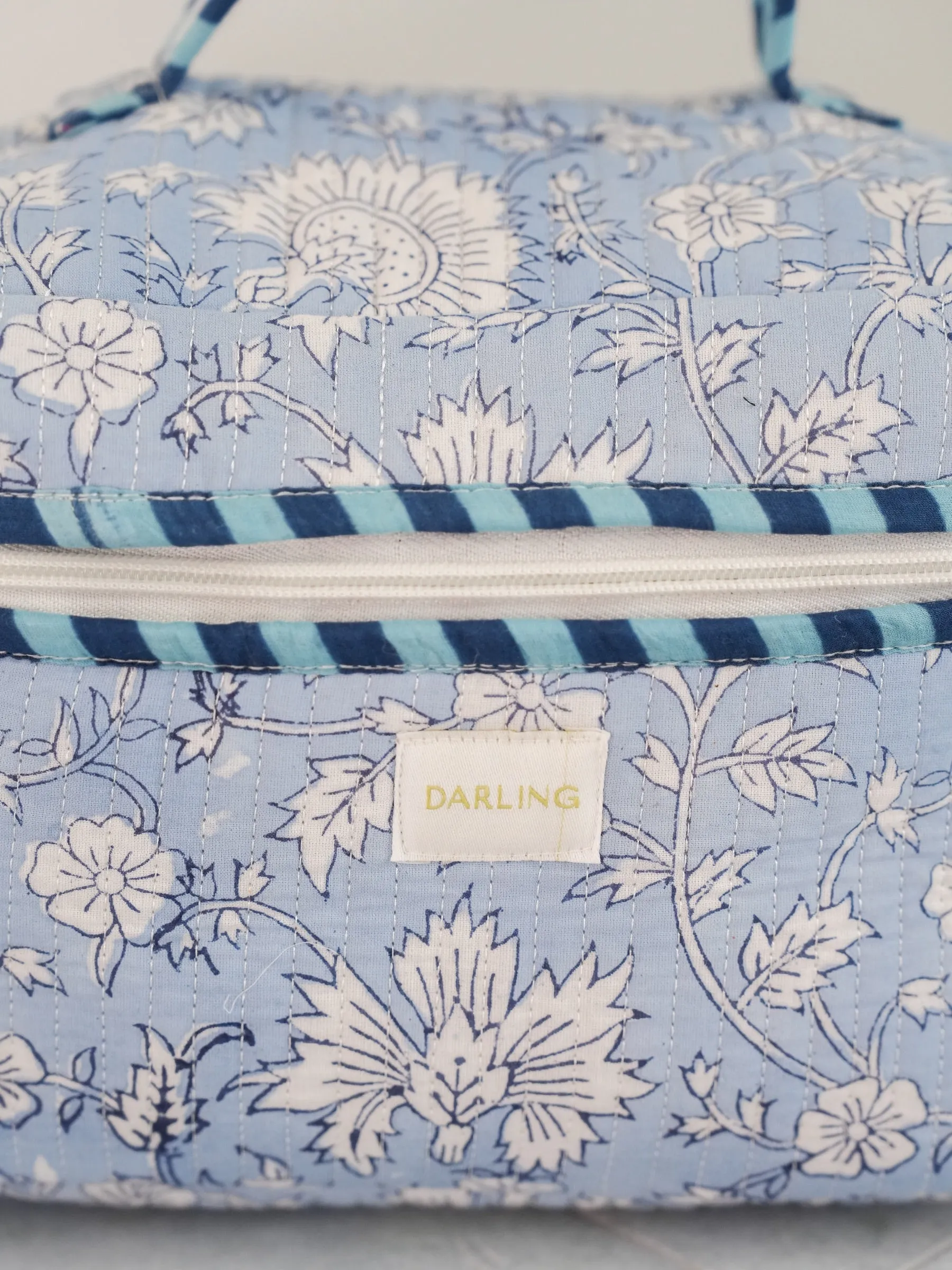 Quilted Train Case - Soft Blue Floral sold by Darling Loungewear product image thumbnail 4