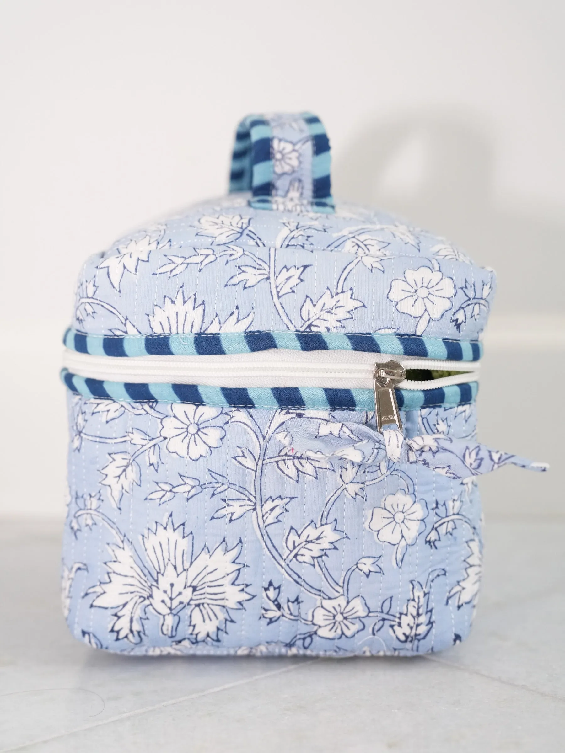 Quilted Train Case - Soft Blue Floral sold by Darling Loungewear product image thumbnail 2