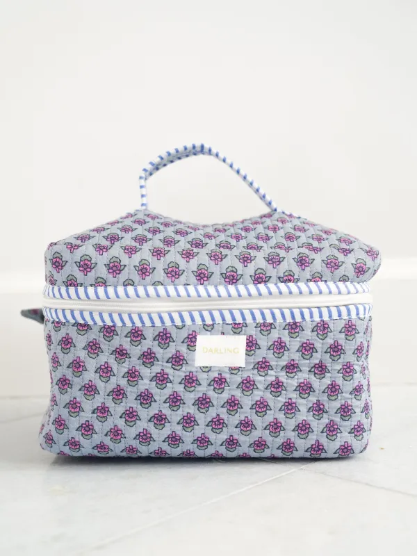 Quilted Train Case - Periwinkle Daisy sold by Darling Loungewear