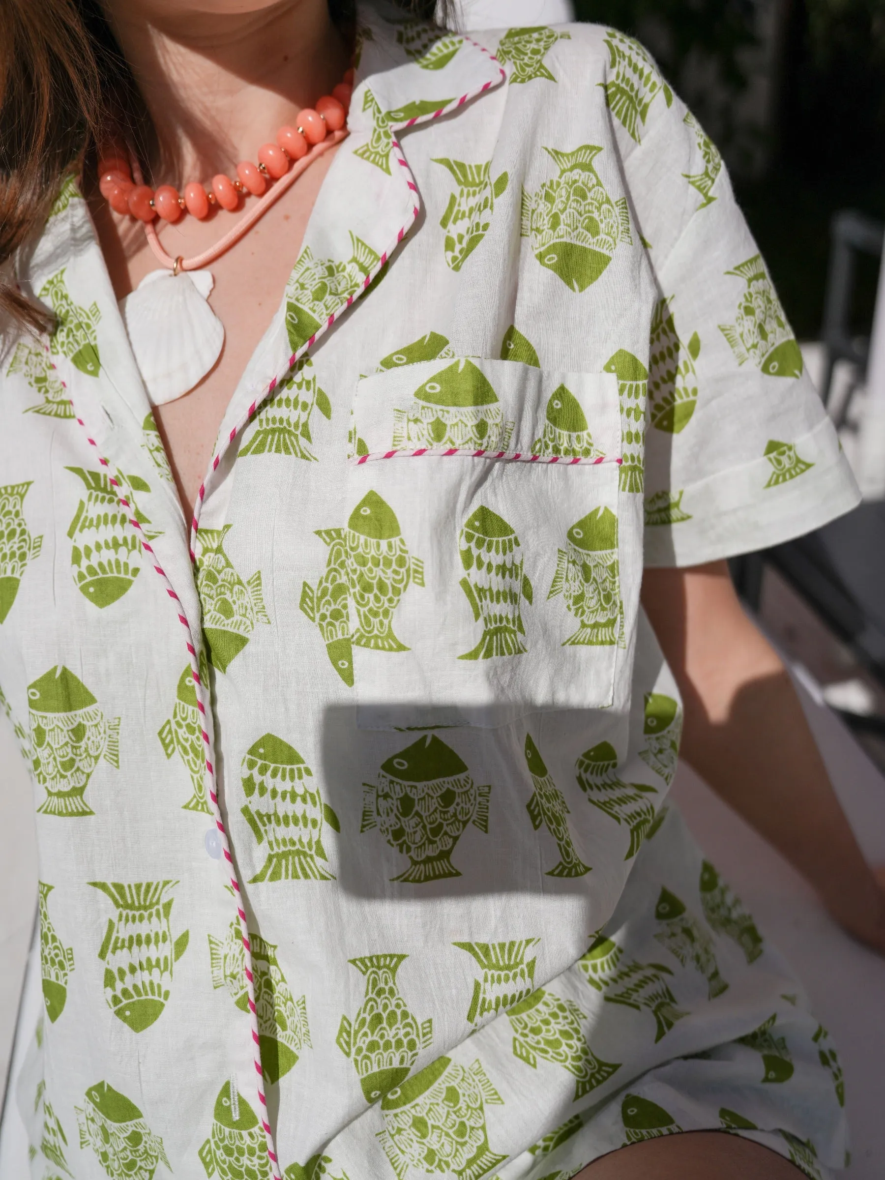 Green Pompano Pajama Set - Short/Short sold by Darling Loungewear product image thumbnail 2