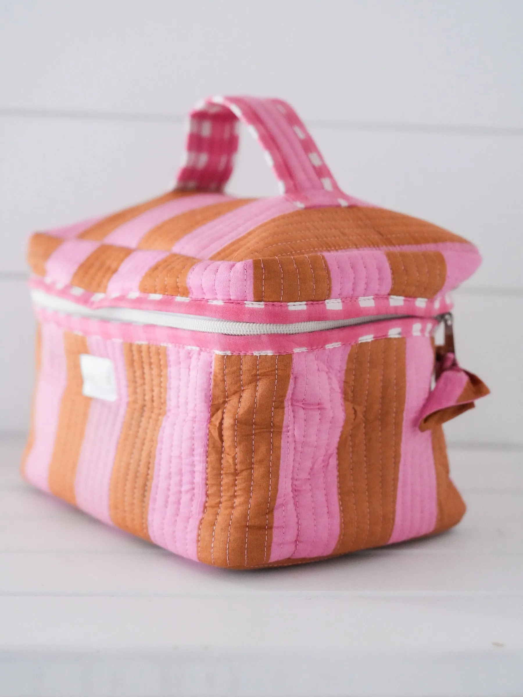 Quilted Train Case - Pink Saddle Stripe sold by Darling Loungewear product image thumbnail 2
