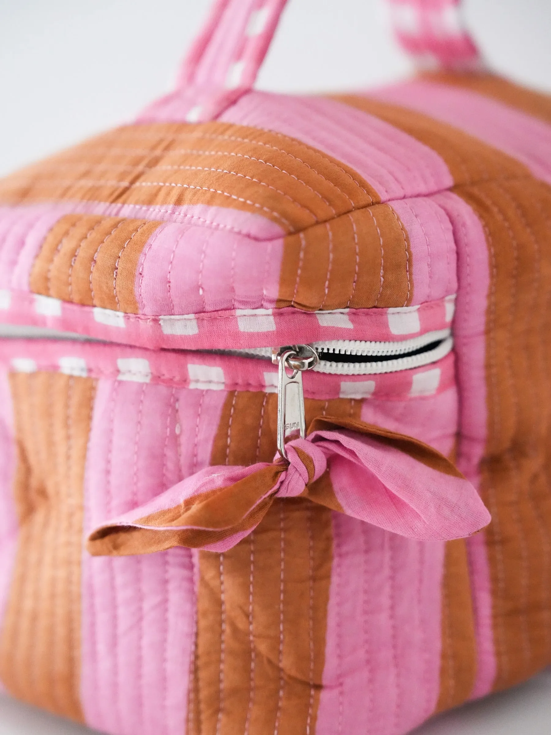 Quilted Train Case - Pink Saddle Stripe sold by Darling Loungewear product image thumbnail 3