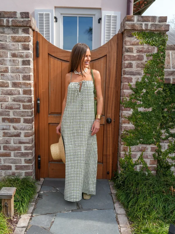 The Litsa Maxi - Pine Green Grid made by Darling