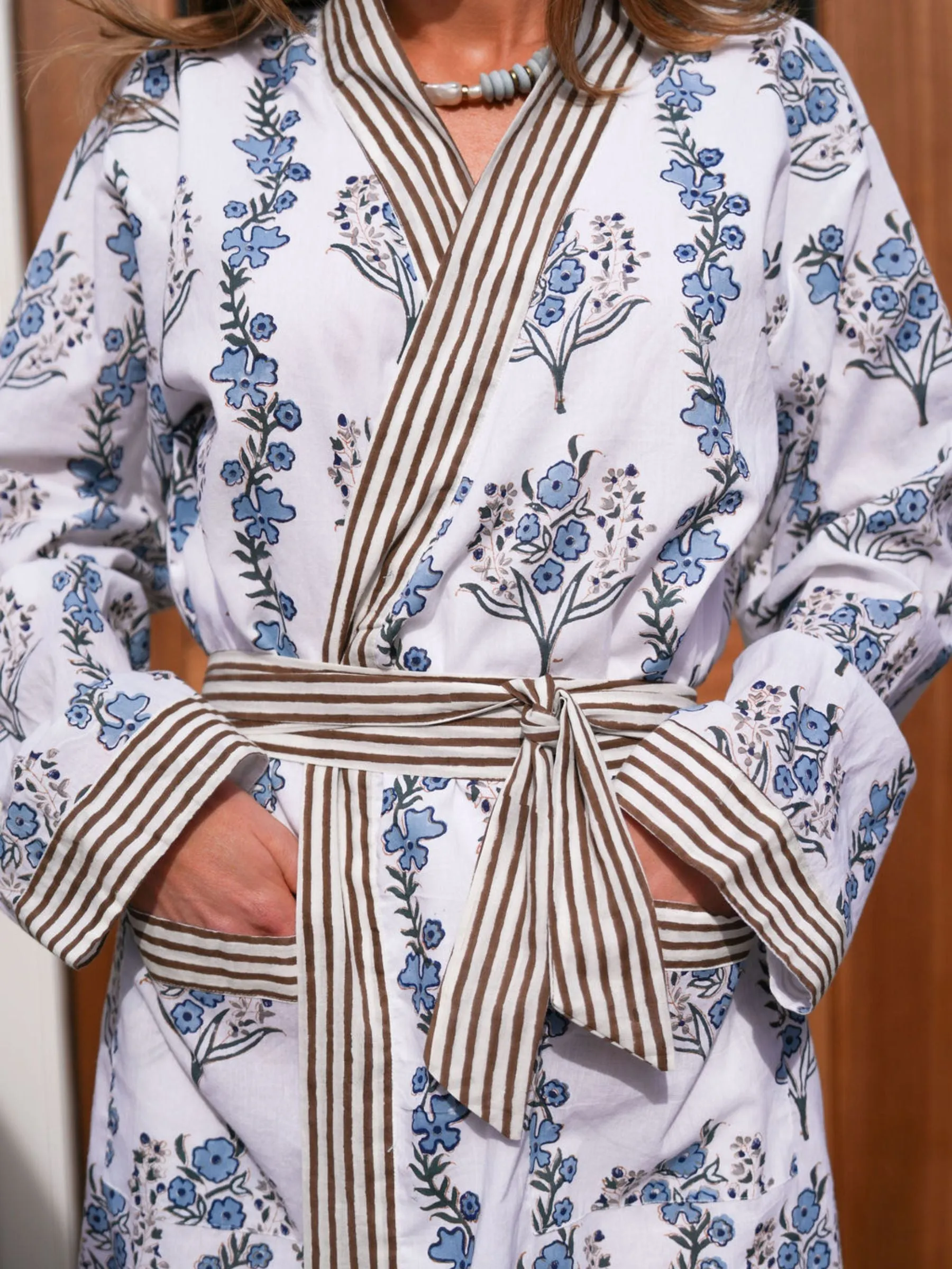 Lounge Robe - Spring Blue Vine sold by Darling Loungewear product image thumbnail 2