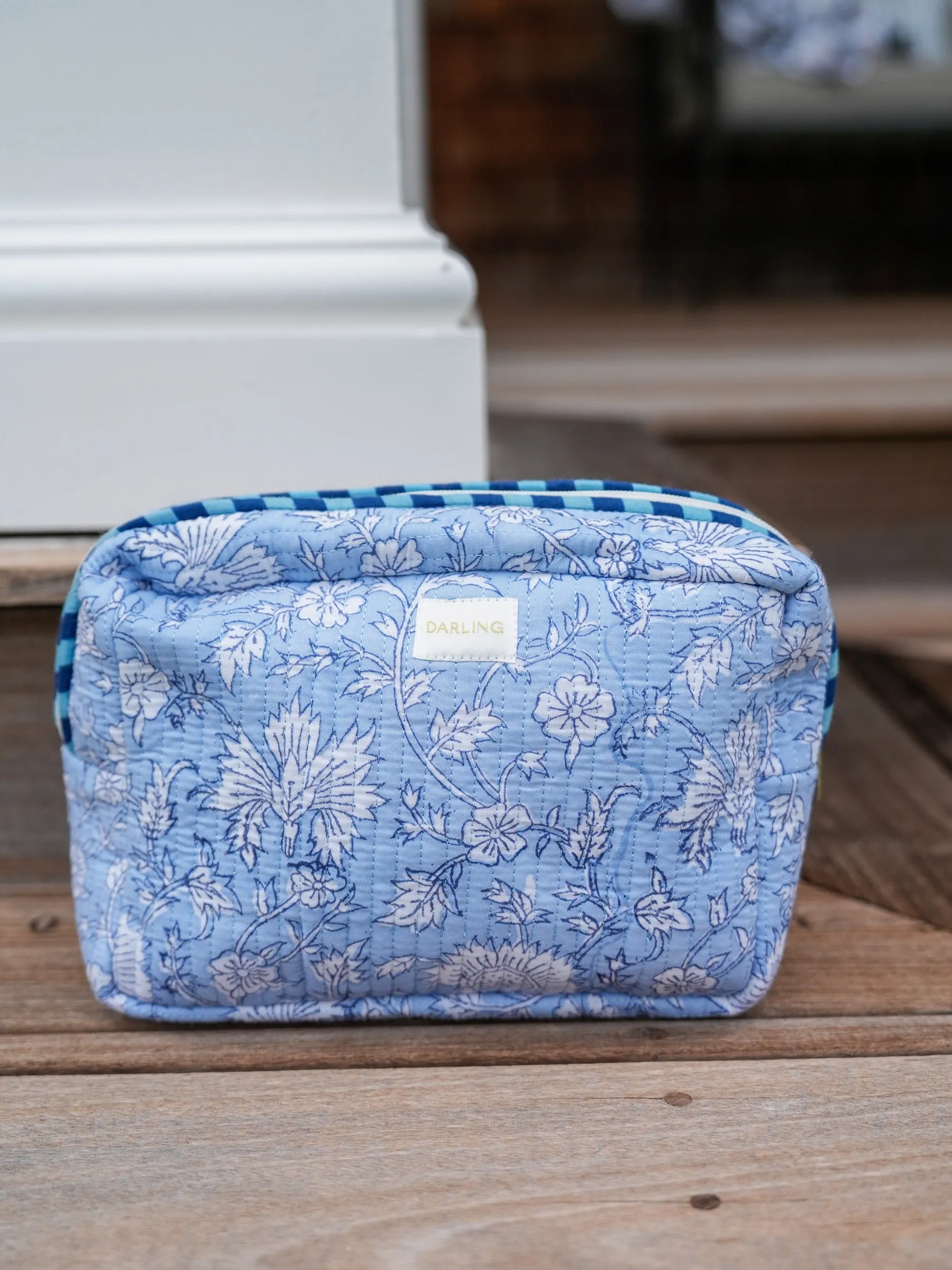 Quilted Cosmetic Pouch - Soft Blue Floral sold by Darling Loungewear product image thumbnail 2