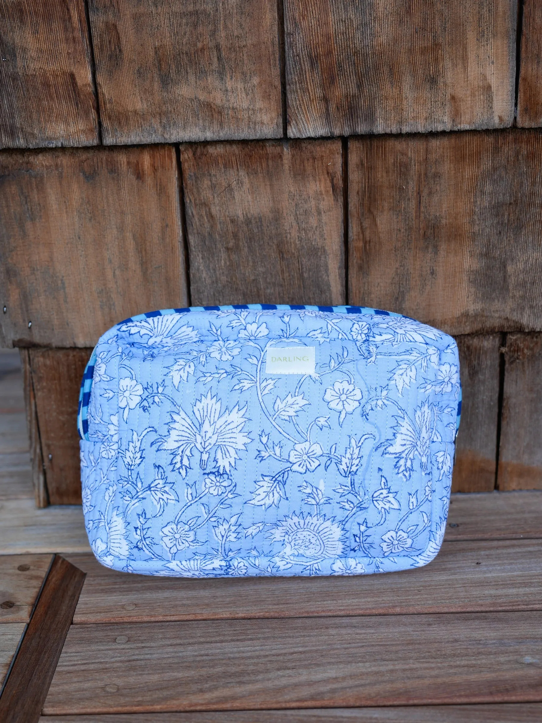 Quilted Cosmetic Pouch - Soft Blue Floral sold by Darling Loungewear product image thumbnail 3
