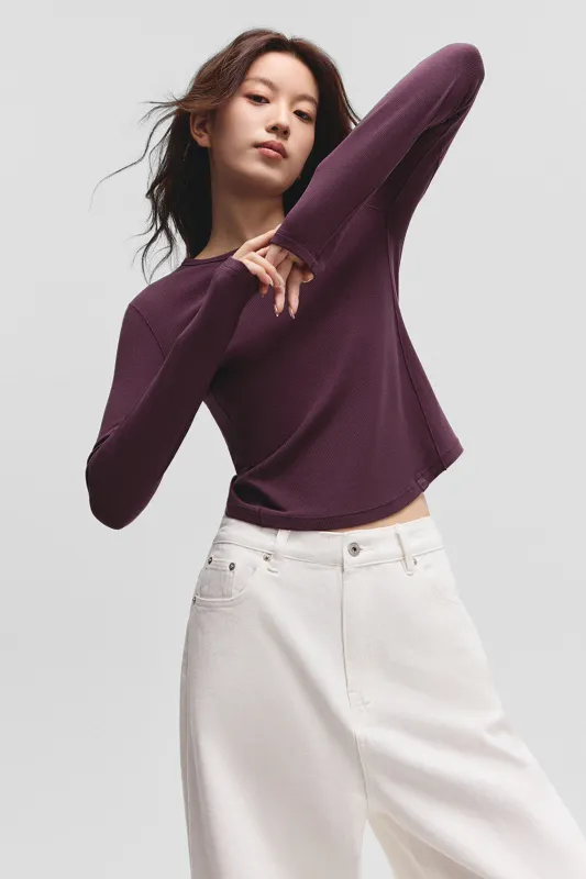 FlexEase – Women’s Seamless Ribbed Long Sleeve T-Shirt (Crew Neck) made by Beneunder