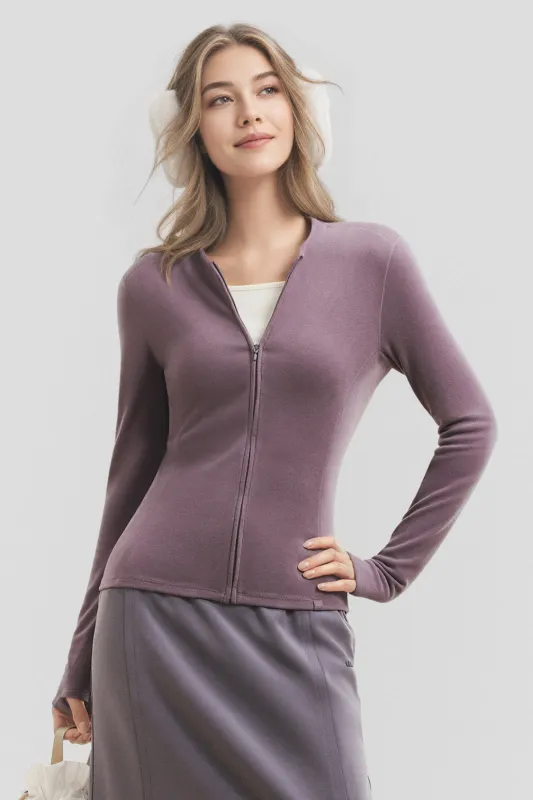 Women’s High-Stretch Fleece Two-Way-Zip Base Layer Top PM007 made by Beneunder