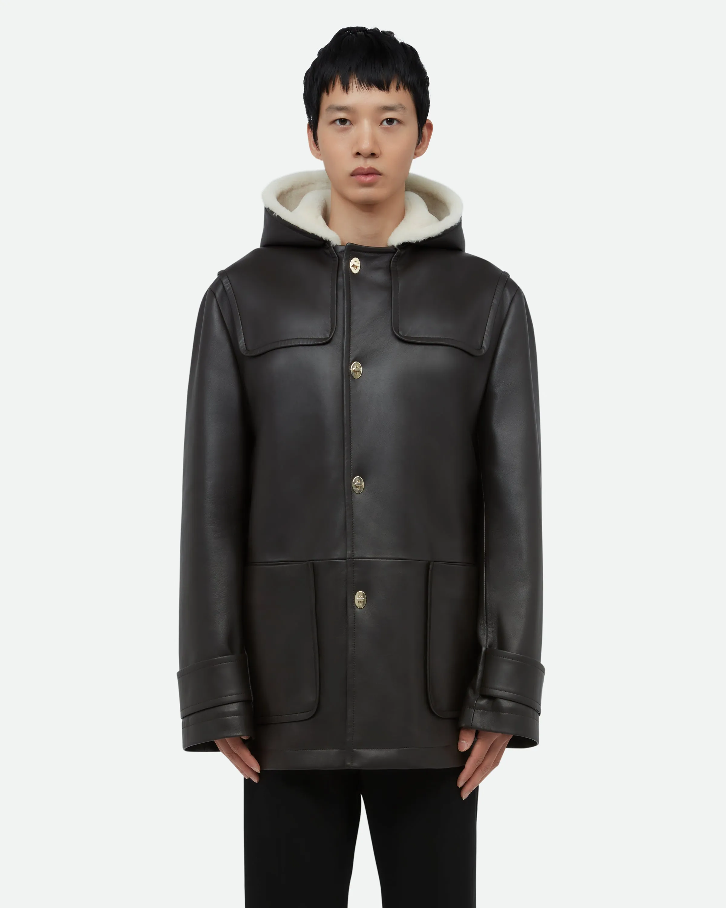 Thought Parka Leather Coat sold by Wales Bonner