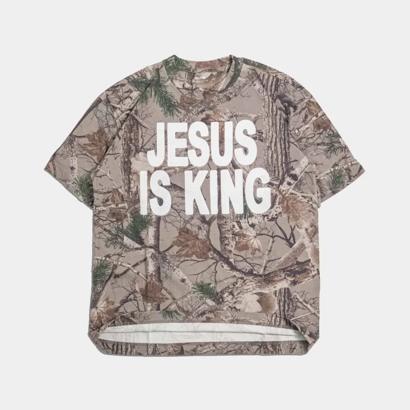 Brown Camo Jesus Is King Premium Tee sold by Forty-Six Ten