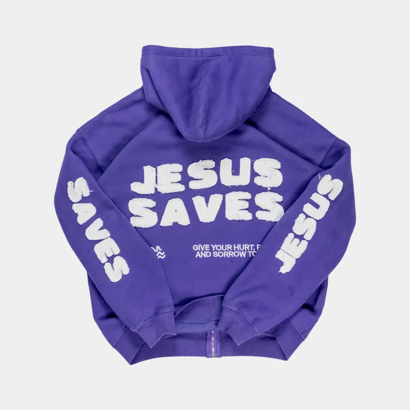 ZIP UP Jesus Saves Heavy Cut & Sew Hoodie made by Forty-Six Ten