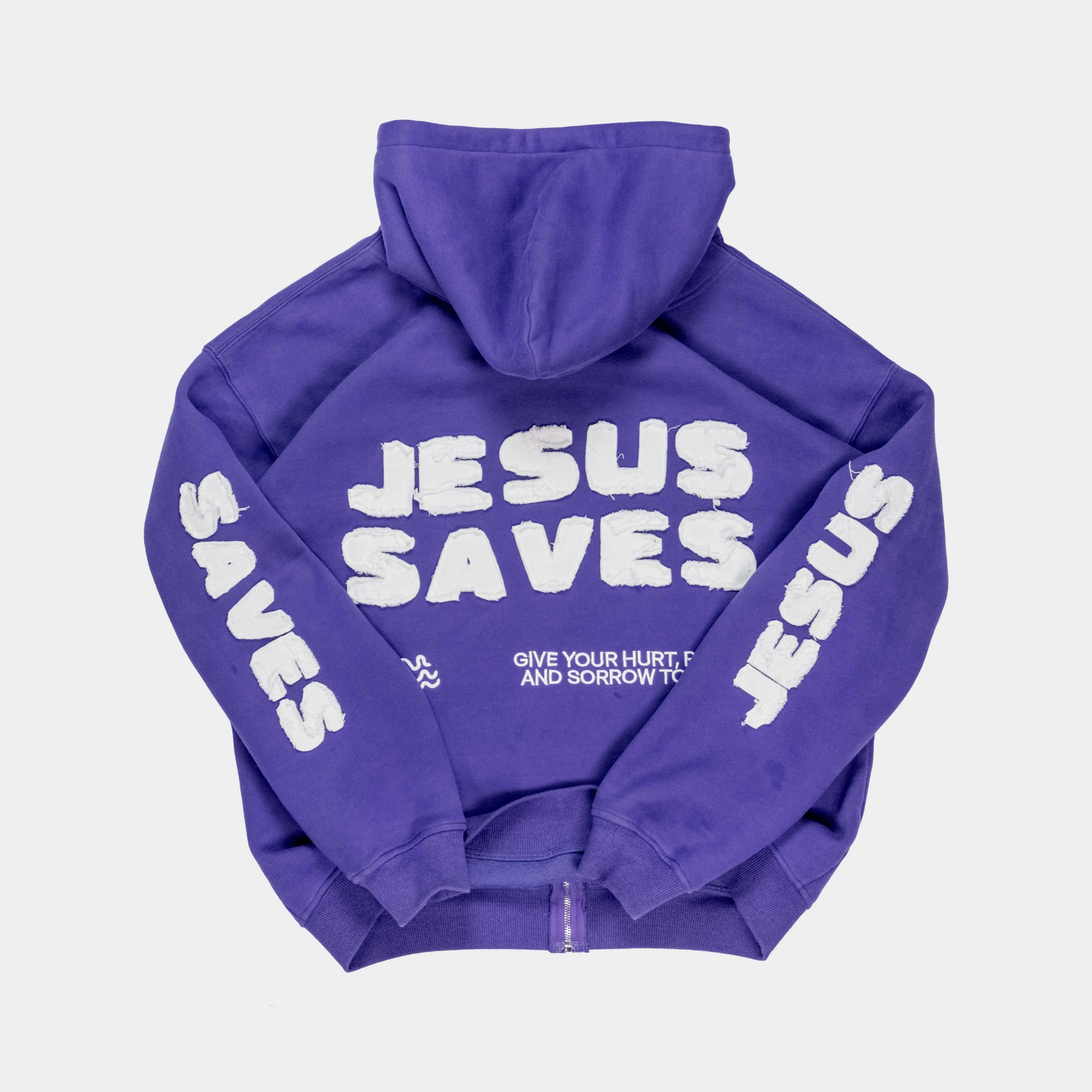 Jesus Saves Patchwork Zip-Up Christian Hoodie sold by Forty-Six Ten