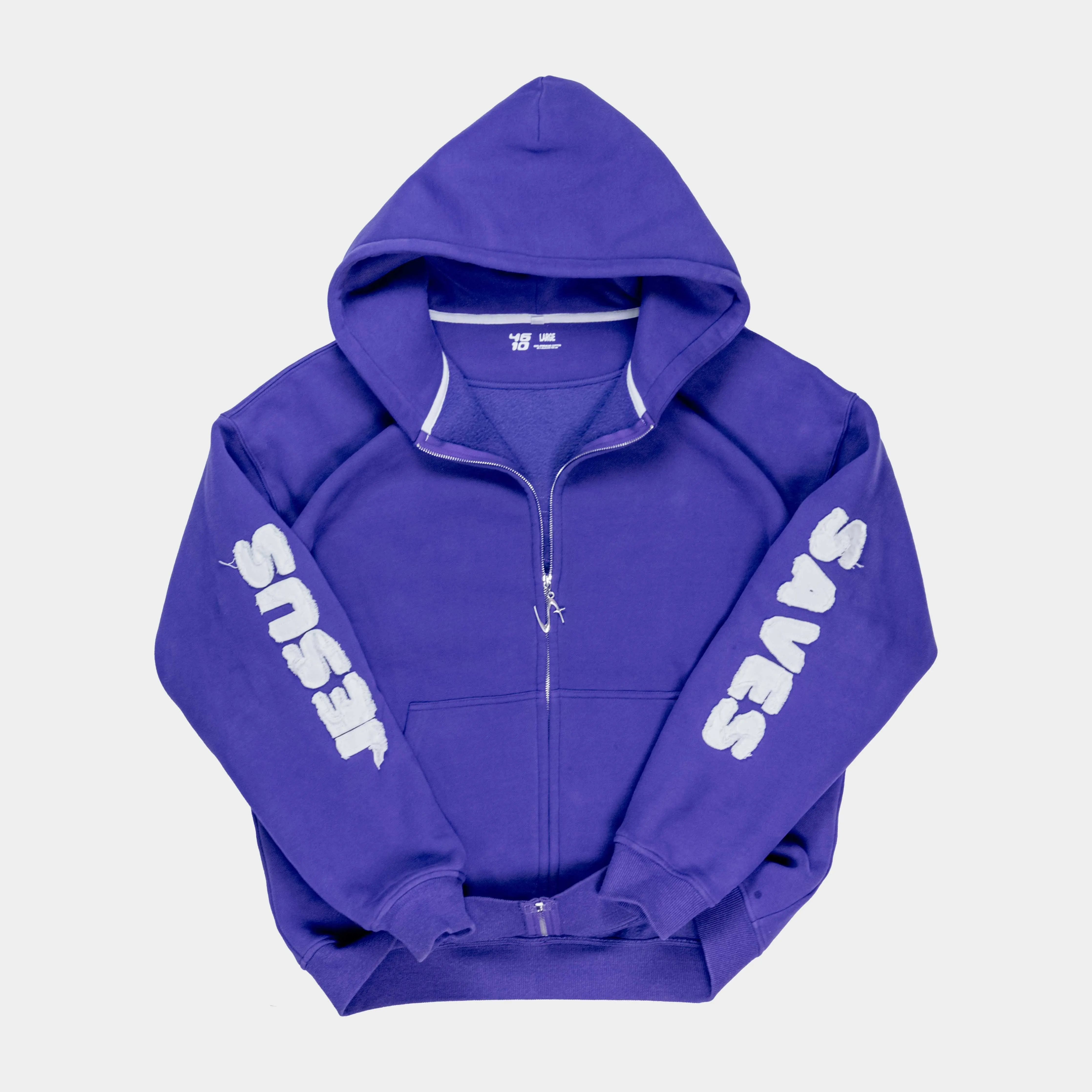 Jesus Saves Patchwork Zip-Up Christian Hoodie sold by Forty-Six Ten product image thumbnail 2