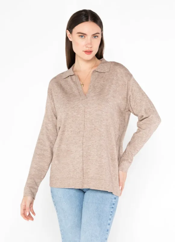 Knit Viscose Blend Oversized Collared Sweater sold by C’est Moi