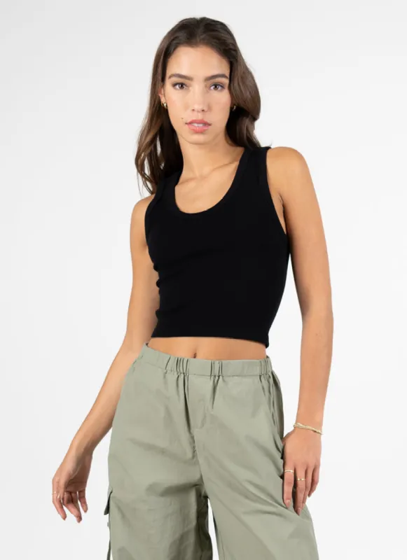 Bamboo Rib Deep Scoop Neck Tank sold by C’est Moi