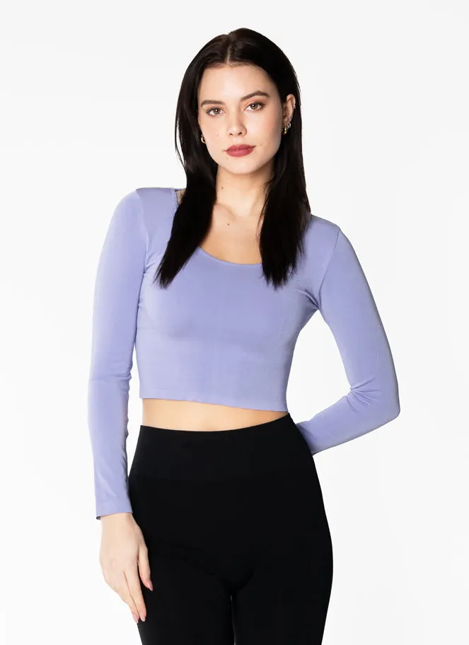 Bamboo L/S Crop Scoop Neck Top sold by C’est Moi product image thumbnail 3