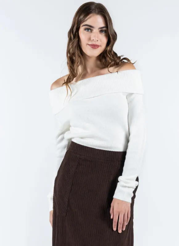 Off Shoulder Light Weight Sweater sold by C’est Moi