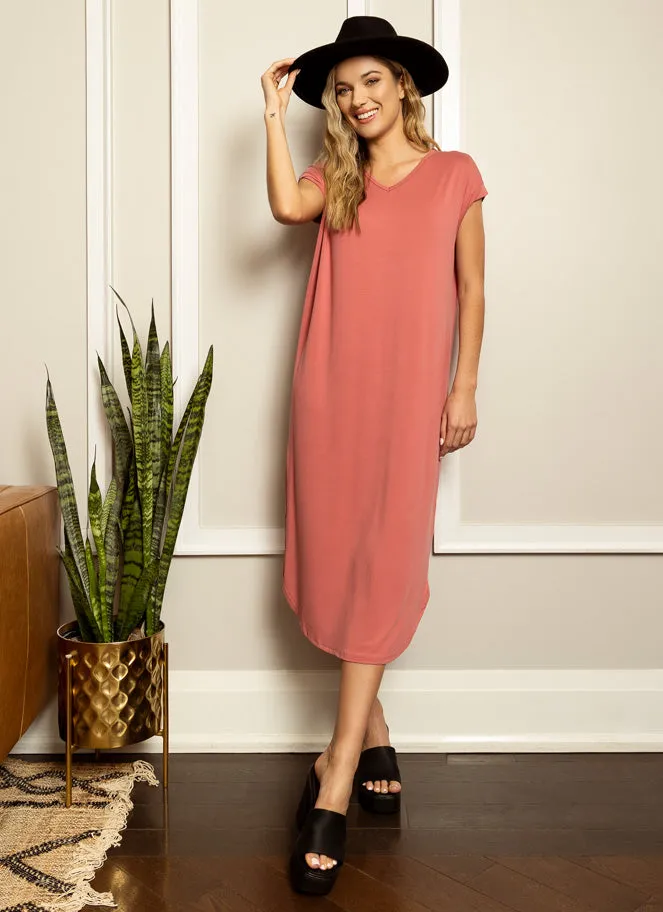 V Neck Maxi T-Shirt Dress sold by C’est Moi