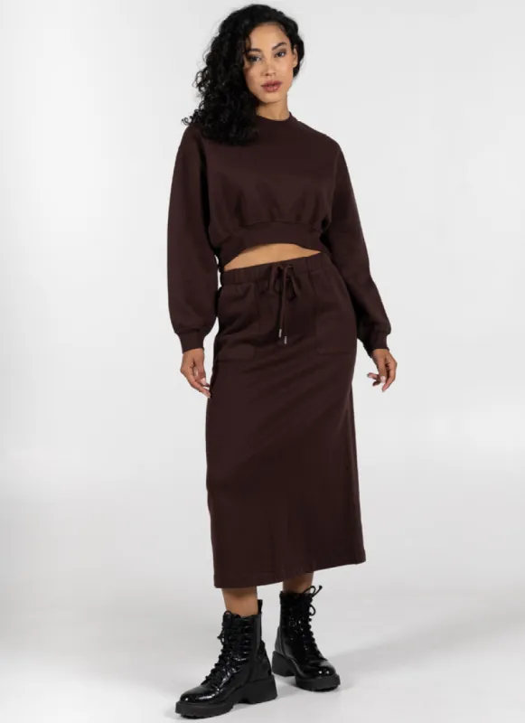 Recycled Poly/Cotton Fleece Front Pocket Skirt sold by C’est Moi