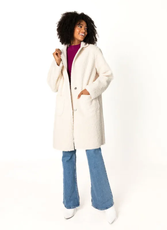 Relaxed Reversible Sherpa Teddy Overcoat sold by C’est Moi