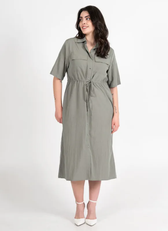 Rayon Blend Shirt Dress W/ Tie Waist sold by C’est Moi