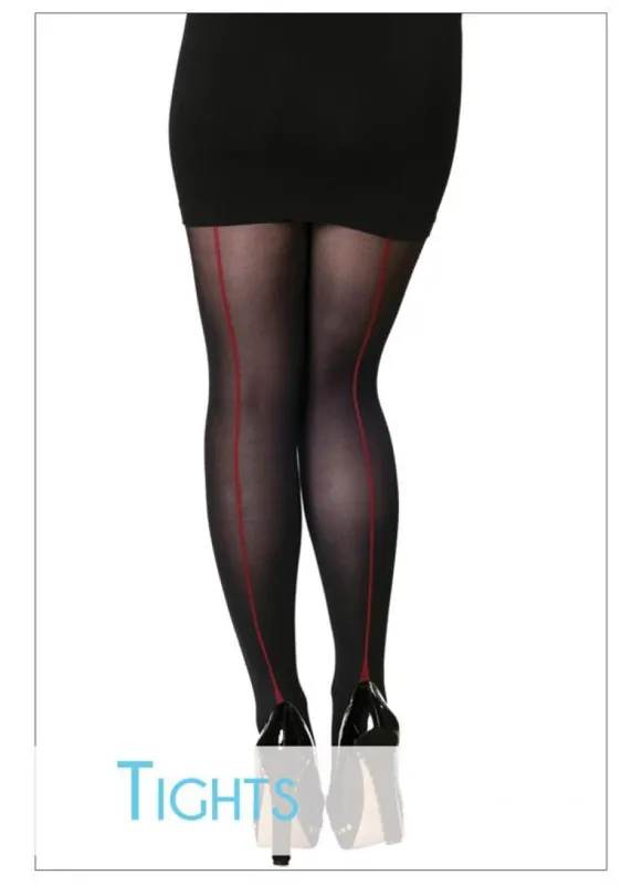 Red Back Stripe Opaque Tights sold by C’est Moi