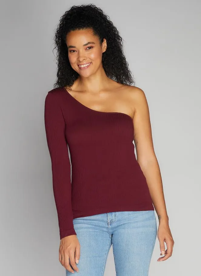 Seamless Rib One Shoulder Top sold by C’est Moi product image thumbnail 4