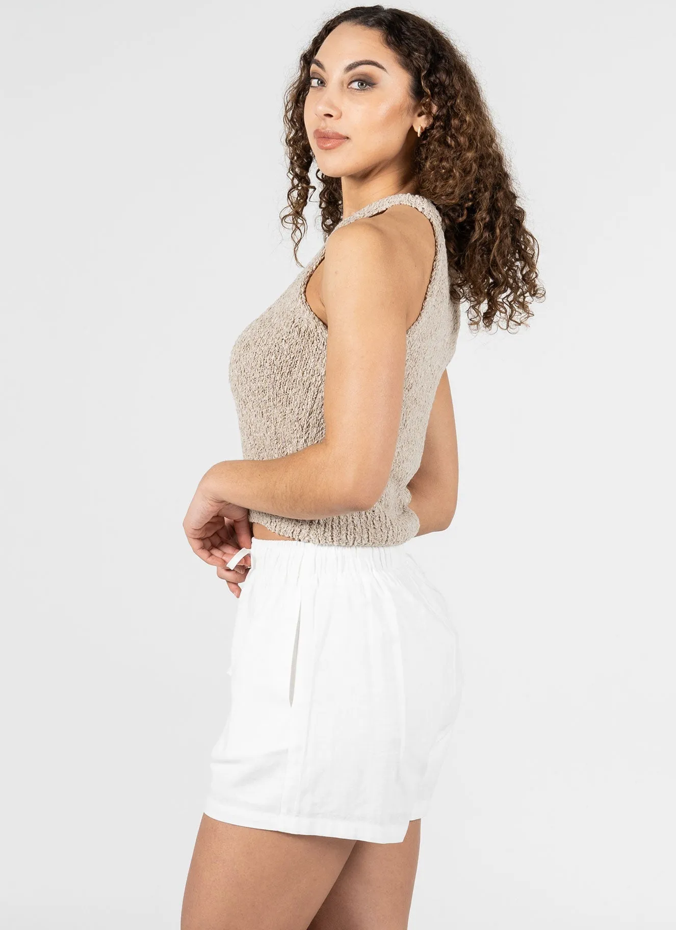 Cotton Linen Blend Tie Front Shorts sold by C’est Moi product image thumbnail 3