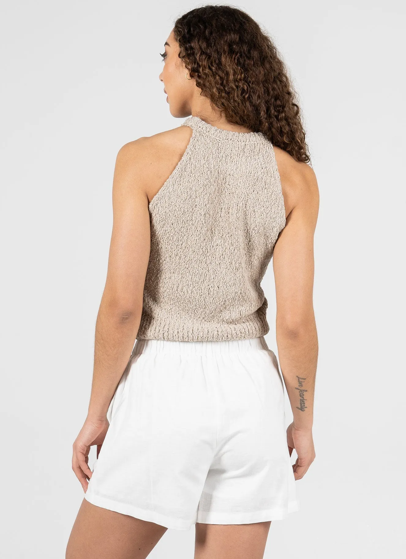 Cotton Linen Blend Tie Front Shorts sold by C’est Moi product image thumbnail 4