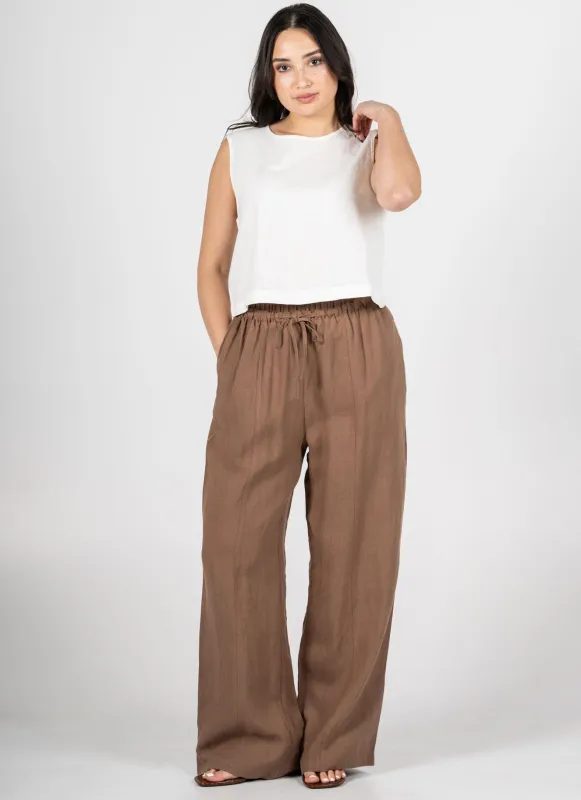 Tencel/Linen Ruched Waistband Pants sold by C’est Moi
