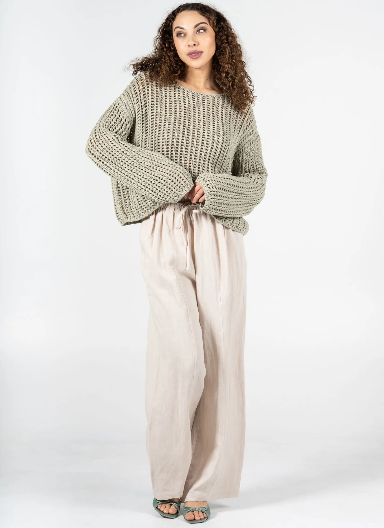 Tencel/Linen Ruched Waistband Pants sold by C’est Moi product image thumbnail 2
