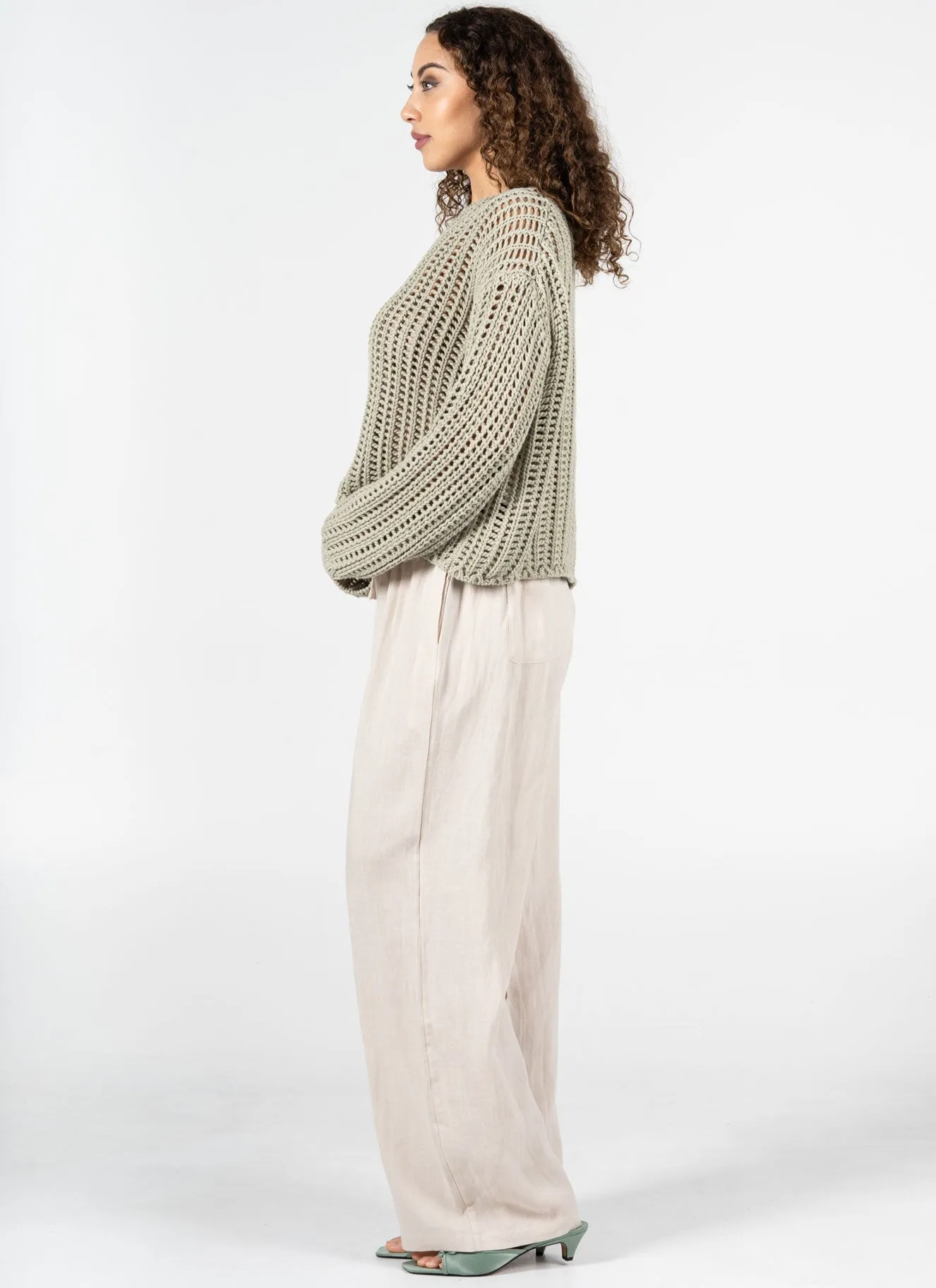 Tencel/Linen Ruched Waistband Pants sold by C’est Moi product image thumbnail 3