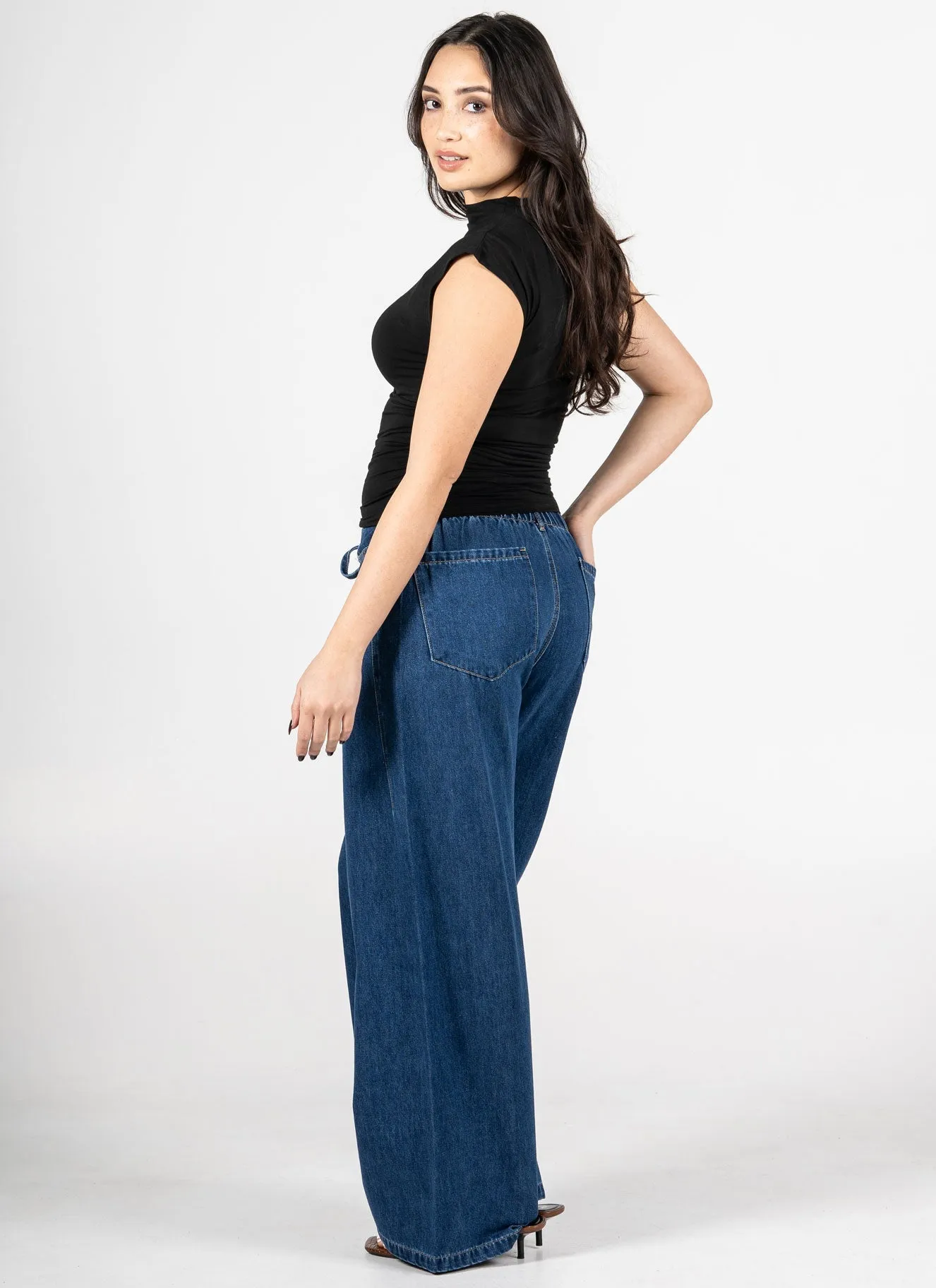 5 Pkt Wide Leg Tie Front Denim Pant sold by C’est Moi product image thumbnail 2