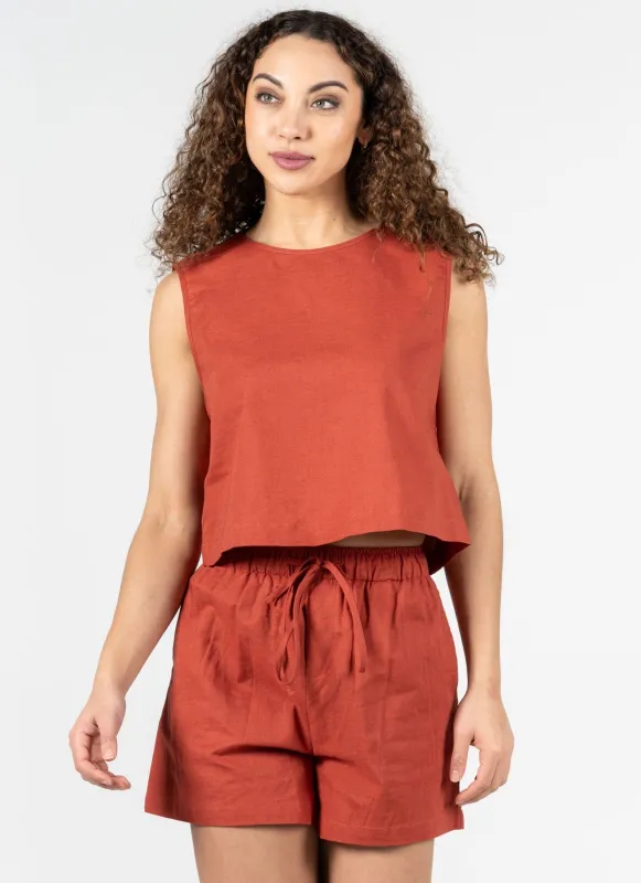 S/Less Linen Blend Top sold by C’est Moi